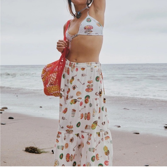 NWT Lisa Says Gah Andre Skirt Caviar Dreams Linen White Size Medium Brand New - Picture 2 of 11